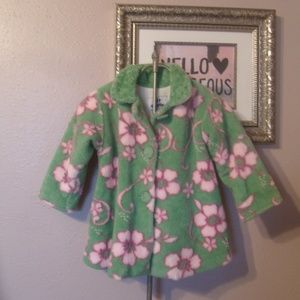Corky & Company Green/Pink  Floral Print Swing Coat